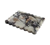 Natural Calacatta Viola Scalloped Marble Tray, Luxury Vanity Tray for Bathroom Kitchen Counter, Decorative Tray for Dresser Home Decor, Plate Holder for Tissues, Candles, Towel