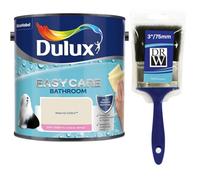 Natural Calico Dulux Easycare Bathroom Soft Sheen Paint 2.5L + 3" Emulsion Paint Brush- Moisture & Steam Resistant, Mould Protection, Washable Durable Finish for Bathroom Walls & Ceilings