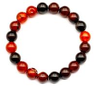 Natural Carnelian Agate Beaded Stretchy Bracelet, Genuine Red Crystal, Virgo Gemstone Elastic, 8mm Beads, Fashion Jewelry, Healing Chakra, Durable