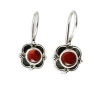 Natural Carnelian Gemstone Dangle Earring 20x10mm | Made in 925 Sterling Silver, Silver Plated |Round Shape Stone, Smooth Minimlist Style Dangle For Women & Girls |LK_RDG_00035