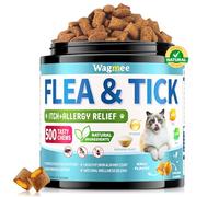 Natural Cat Flea and Tick Support - 500 Crunchy & Creamy Chews, Cats Fleas Supplement Chews with Nourished Skin & Coat Health, Cat Flea Support Chewables for All Breeds & Ages, Chicken Flavor