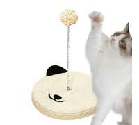 Natural Cat Scratch Pad, Interactive Sisal Cat Head Shape Stick, 8.66x6.89x6.89 inches Home Furniture Protector, Mental Physical Exercise Toy, Built in Bell for Indoor Kitten