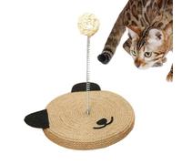 Natural Cat Scratch Pad, Interactive Sisal Cat Head Shape Stick, 8.66x6.89x6.89 inches Home Furniture Protector, Mental Physical Exercise Toy, Built in Bell for Indoor Kitten