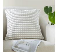 (Natural) Catherine Lansfield Stab Stitch Textured Filled Cushion