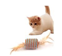 Natural Catnip & Cat Ball Cat Feather Treat Ball Toy Cat Scratcher Ball Motion Activated Teeth Cleaning Grinding Playing Chasing Chew Claw Toy - 2 Pcs Pack