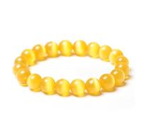 Natural Cat's Eye Stone Bracelet Crystal Gemstone Beaded Stretch Bracelet Round Beads Beaded Yoga Bracelets for Womens Mens, Diameter 8mm, Cat's Eye Stone