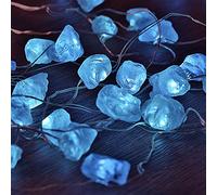 Natural Celestite String Lights 9 FT 30 LED String Lights for Bedroom USB/Battery Operated Blue Fairy Lights Sea Glass Crystal Decor Perfect Decorative Lights for Bedroom Sea Glass Christmas Tree Kit