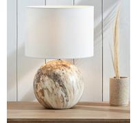 Natural Ceramic Table Lamps Stone Effect for Living Room | Textured Scandi Standard Table Lamps for The Bedroom | Neutral Modern Lamp Base with Lampshade | Contemporary Bedside Table Lamps (Natural)