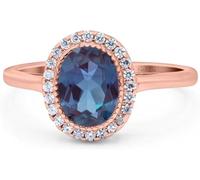 Natural Certifed 925 Sterling Silver Rose Gold Plated Oval Shape Colour Changing Alexandrite Gemstone Ring Women (W)