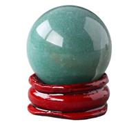 Natural Chakra Crystal Sphere Ball with Wood Stand Healing Crystals Gemstone Ball Divination Sphere Sculpture Figurine for Reiki Meditation Feng Shui Home Desk Decor,Silk Agate(Aventurine)