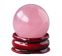 Natural Chakra Crystal Sphere Ball with Wood Stand Healing Crystals Gemstone Ball Divination Sphere Sculpture Figurine for Reiki Meditation Feng Shui Home Desk Decor,Silk Agate(Rose Quartz)