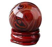 Natural Chakra Crystal Sphere Ball with Wood Stand Healing Crystals Gemstone Ball Divination Sphere Sculpture Figurine for Reiki Meditation Feng Shui Home Desk Decor,Silk Agate(Silk Agate)