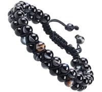 Natural Chakra Healing Power Crystals Macrame Bracelet Double Layer Stone Beads Gemstone Meditation Relax Anxiety Bangle for Unisex Women Men