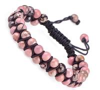 Natural Chakra Healing Power Crystals Macrame Bracelet Double Layer Stone Beads Gemstone Meditation Relax Anxiety Bangle for Unisex Women Men