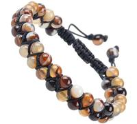Natural Chakra Healing Power Crystals Macrame Bracelet Double Layer Stone Beads Gemstone Meditation Relax Anxiety Bangle for Unisex Women Men