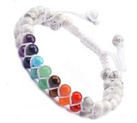Natural Chakra Healing Power Crystals Macrame Bracelet Yoga Double Layer Stone Beads Gemstone Meditation Relax Anxiety Bangle for Unisex Women Men