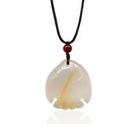 Natural Chalcedony Fish Pendant Necklace Translucent Jade Angel Fish Amulet