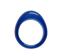 Natural Chalcedony High Ice Agate Ring,Large Dome Feng Shui Polished Agate Band for Women Men Good Luck Wealth Attraction,Blue,19mm