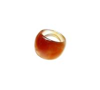 Natural Chalcedony High Ice Agate Ring,Large Dome Feng Shui Polished Agate Band for Women Men Good Luck Wealth Attraction,Red,22mm