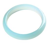 Natural Chalcedony Ice Agate Blue Bangle 58-62mm Fengshui Jade Bracelet for Women Genuine