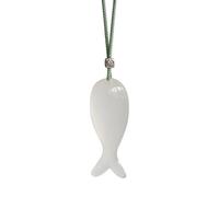 Natural Chalcedony Minimalist Fish Pendant Necklace, Simple Elegant Jewelry for Men & Women, Lucky Charm for Abundance & Harmony