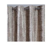 (Natural Champagne, 66" x 72") OHS Crushed Velvet Curtains PAIR of Eyelet Ring Top Fully Lined Ready Made