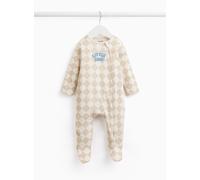 Natural Checkerboard Little Bro Print Sleepsuit 3-6 months