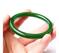 Natural Chinese Green Jasper Hand- carved Bracelet Fashion Jewelry Spinach Thin Round Nephrite Jade Bracelet For Girls And Mother (Gem Color : 58-60)