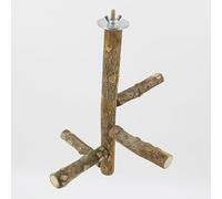 Natural Chinese Prickly Ash Wood Parrot Perch 2-in-1 Bird Stand Claw Grinding Roost Cage Accessory for Parrots Birds Promotes Exercise Enriches Pet Life