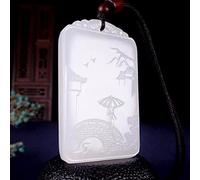 Natural Chinese Sapphire Hand Carved Landscape Pendant Fashion Boutique Jewelry Men and Women Necklace Popular Gift (Color : 3)