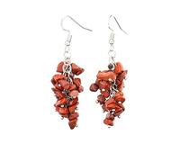 Natural Chips Stones Dangle Earrings For Women Reiki Long Dangle Hook Eardrop For Her Valentine With Clip on Heart Earrings (J, One Size)