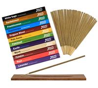 Natural Choice Incense Gift Pack with a Wooden Burner (12 Fragrances) Dragons Blood, White Sage, Palo Santo, Sandalwood, Frankincense, Lavender, Nagchampa, Patchoul, Rose, Passion & Exotic