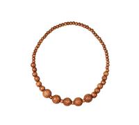 Natural Chunky Wooden Beads Statement Necklace Boho African Tribal Collar Choker Bib Necklace Hippie Vacation Jewelry for Unisex Men Women Boy-grooved light