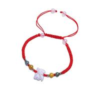 Natural Cinnabar Bracelet Adjustable Feng Shui Jade Pendant Braided Bracelets for Women Men, Handmade String Friendship Colorful Beaded Good Luck Prosperity Charm Bracelet for Festivals Gift (Color :