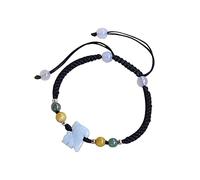 Natural Cinnabar Bracelet Adjustable Feng Shui Jade Pendant Braided Bracelets for Women Men, Handmade String Friendship Colorful Beaded Good Luck Prosperity Charm Bracelet for Festivals Gift (Color :