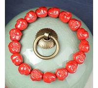 Natural Cinnabar Bracelet Feng Shui Bracelet Natural Cinnabar Quartz Bracelet Buddha Head Bead Bracelet Reiki Crystal Chakra Gemstone Amulet Bracelet Meditation Jewelry for Good Fortune Unisex,Small (