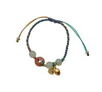 Natural Cinnabar Bracelet Vintage Peaceful Clasp Jade Beaded Braided Bracelets for Women Men, Adjustable String Prosperity Accessories Pendant Agate Good Luck Friendship Charm Bracelet for Lovers Coup