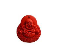 Natural Cinnabar Maitreya Buddha Pendant Necklace
