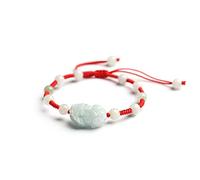 Natural Cinnabar Natural Jade Bracelets for Women Men, Adjustable Red String Knot Prosperity Bead Wealth Feng Shui Charm for Lovers Friends