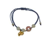 Natural Cinnabar Vintage Peaceful Clasp Jade Beaded Bracelets for Women Men, Adjustable String Prosperity Accessories Pendant Agate Good Luck Friendship Charm for Lovers Coup