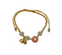 Natural Cinnabar Vintage Peaceful Clasp Jade Beaded Bracelets for Women Men, Adjustable String Prosperity Accessories Pendant Agate Good Luck Friendship Charm for Lovers Coup