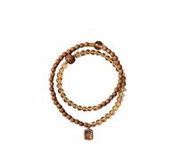 Natural Citrine Bracelet Double Circle Stacked Wear Old Sandalwood Hand String Wooden Plate Play Zakiram Good Lucky Jewelry Gift