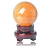 Natural Citrine Crystal BallSphere Figurines Rock Prop Sphere Home Office Decor Gift with Stand,18cm/7.1in