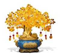 Natural Citrine Gemstone Crystal Bonsai Tree of Life Large Feng Shui Money Chakra Tree for Wealth/Fortune and Luck(Medium)
