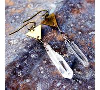 Natural Clear Quartz Crystal Earrings Triangle Geometry Celestial Jewelry Gift-Clear Quartz-Triangle
