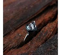 Natural Clear Rock Quartz Crystal Adjustable Irregular Stone Finger Ring Jewelry-Black-Size Small
