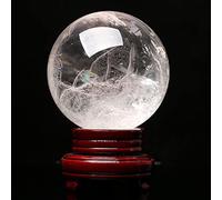 Natural Clear White Crystal Quartz Sphere Ball Specimen Collection Reiki +Wooden Base+ (1.5-2 inch)