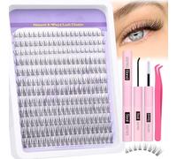 Natural Cluster Lashes Kit Wispy Eyelash Clusters Extensions Kit 240Pcs Individual Lashes 9-14MM DIY Lash Extension Kit with Lash Glue Bond and Seal and Eyelash Extension Tweezers