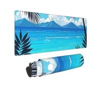 Natural Coastal Sea View Gaming Mouse Pad Extended XXL Mouse Mat with Stitched Edges Non-Slip Long Desk Pad 12x31.5in Large Desk Mat for Keyboard Home Office Gaming Work