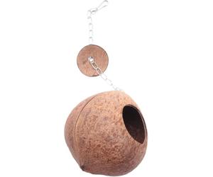 Natural Coconut Shell Bird Nest House Hut For Pet Parrot Budgies Parakeet Cockatiels Conure Canary Pigeon Cage Rat Gerbil Mice Cage Seed Feeder Toy Nesting Box-Ling